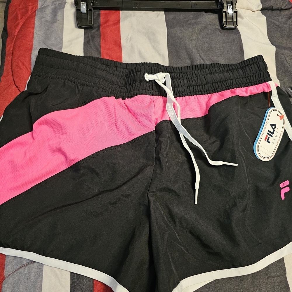 Fila Women's Athletic Shorts in Black and Pink
